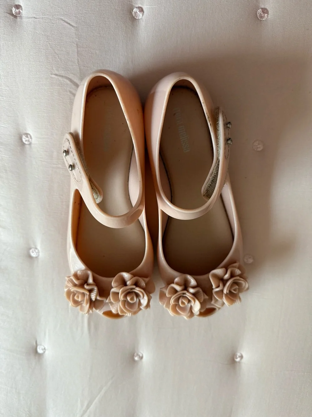 Mini Melissa Girls Blush Pink Floral Jelly Mary Janes